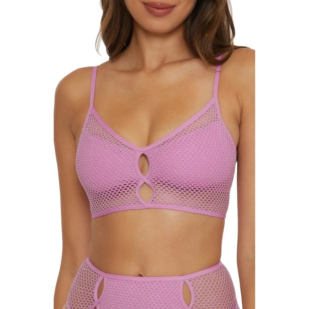 Becca Network Cami Bikini Top Women Small Malva Criss-Cross Tie Swimwear DSGL628 - Picture 12 of 12